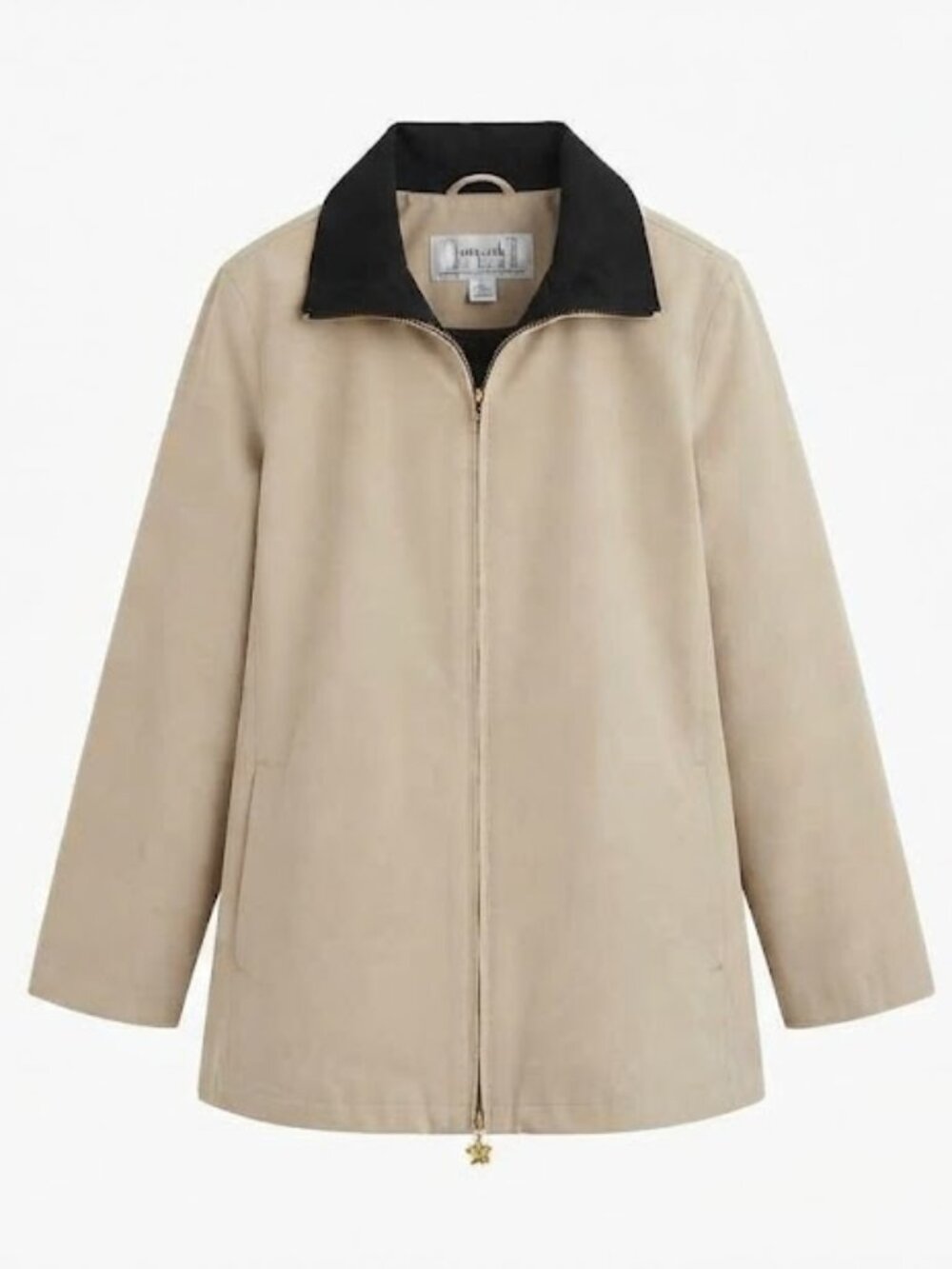 L Madison Beige Tan Black Full Zip Jacket Coat Size Medium